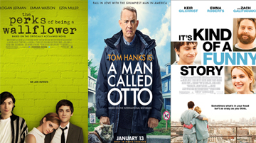 Kolase 5 film tentang depresi dan penyembuhan: The Perks of Being a Wallflower, It's Kind of a Funny Story, Silver Linings Playbook, Inside Out, A Man Called Otto