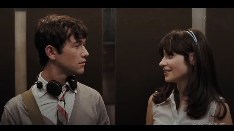 Poster 500 Days of Summer 2009 - Tom dan Summer duduk berdampingan di ruangan
